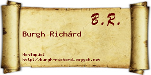 Burgh Richárd névjegykártya
